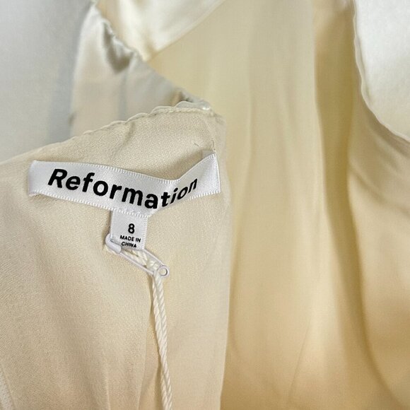 REFORMATION Babette Silk Dress in Ivory Size US 8 NWT - Picture 8 of 16